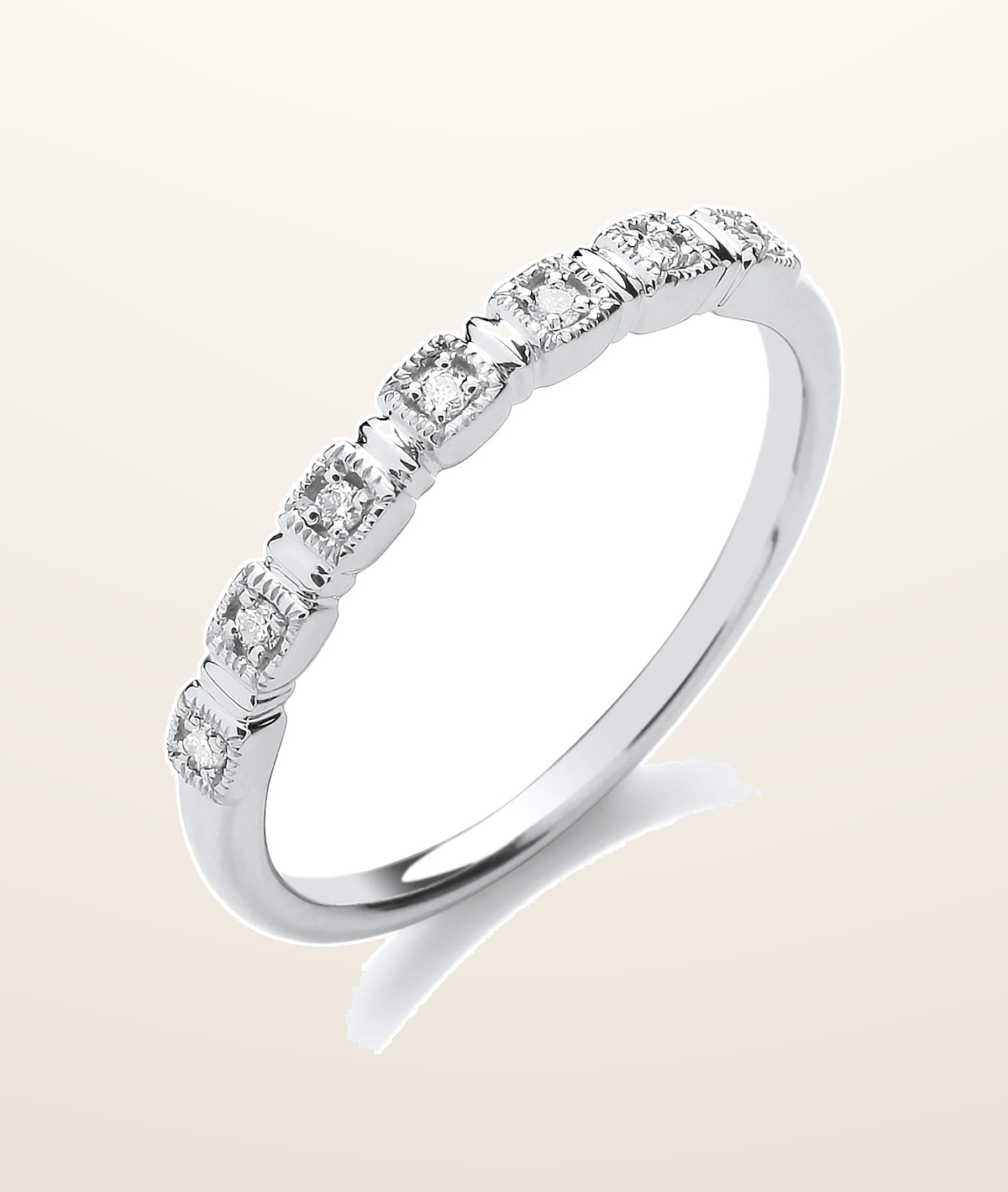 IT_ROLE:presentation_crop | 9ct White Gold Half Eternity 0.05ctw Diamond Ring