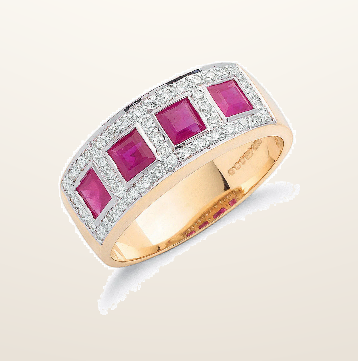 IT_ROLE:presentation_crop | 9ct Yellow Gold 0.22ctw Diamond & 0.65ctw Ruby Eternity Ring
