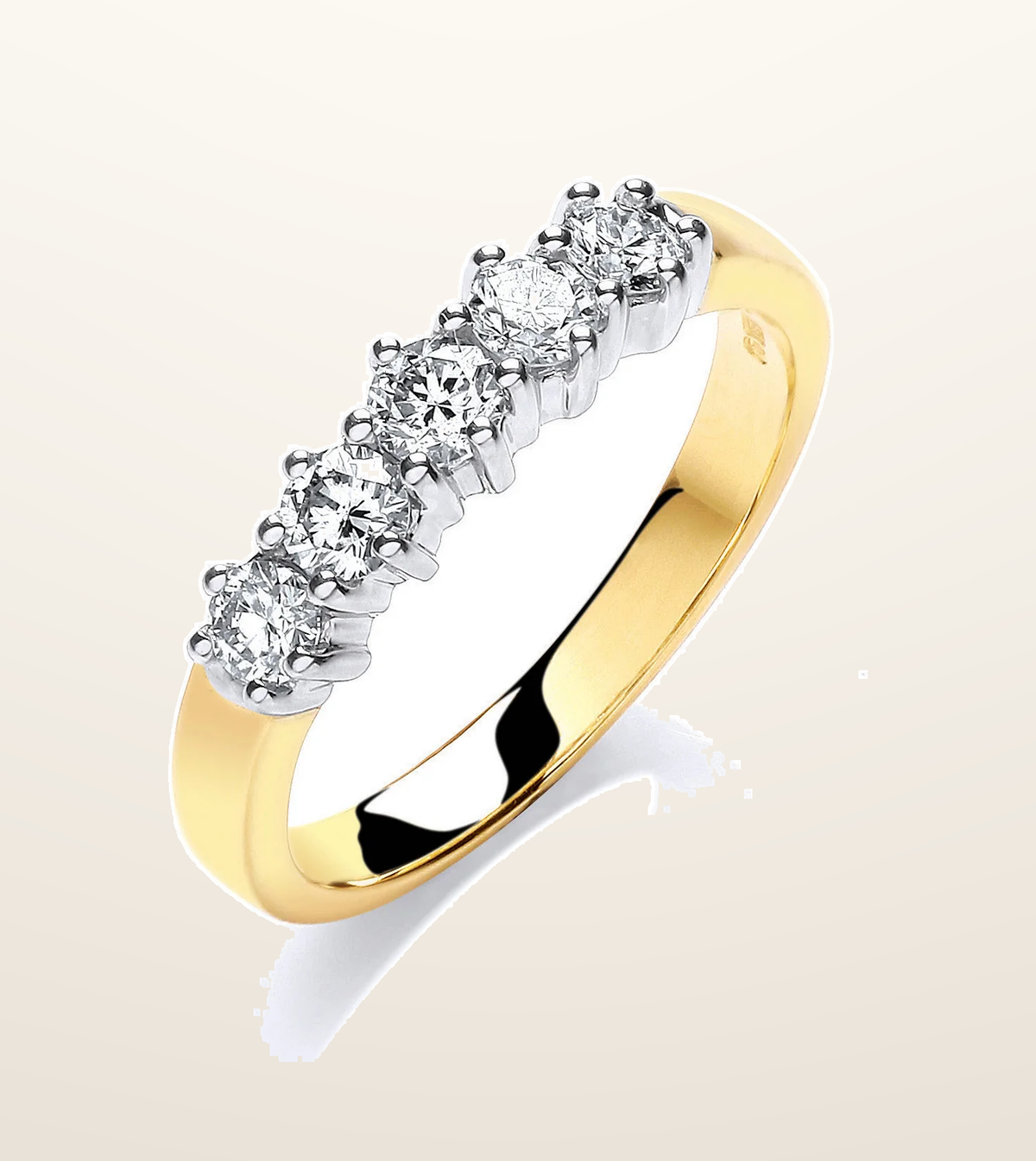 IT_ROLE:presentation_crop | 9ct Yellow Gold 0.50ct 5 Stone Diamond Eternity Ring