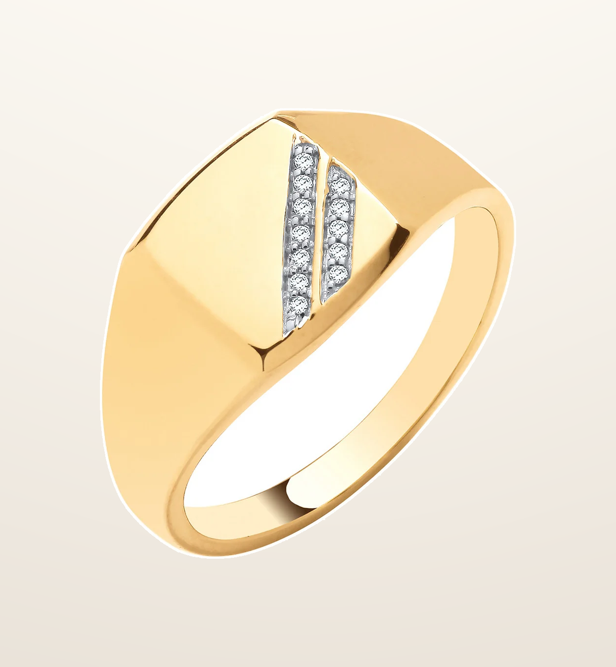 IT_ROLE:presentation_crop | 9ct Yellow gold signet ring 0.05ct Diamond Ring