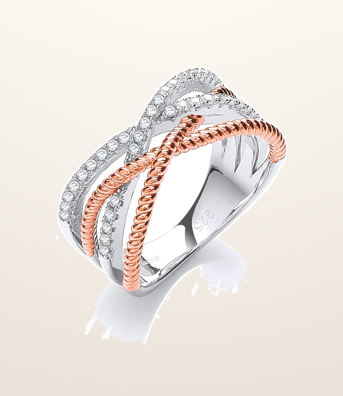 IT_ROLE:presentation_crop | Micro Pave' Rose Coated & Silver Cubic Zirconia Ring