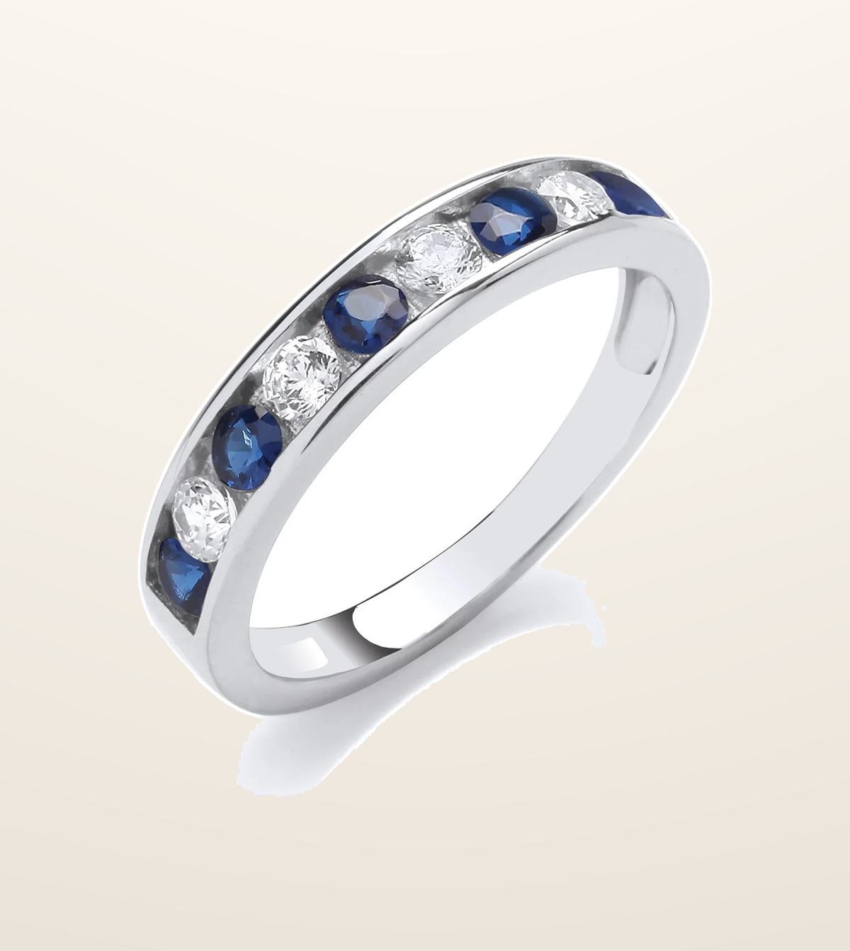 IT_ROLE:presentation_crop | Sapphire Blue & Clear Cubic Zirconia Half ET Silver Ring