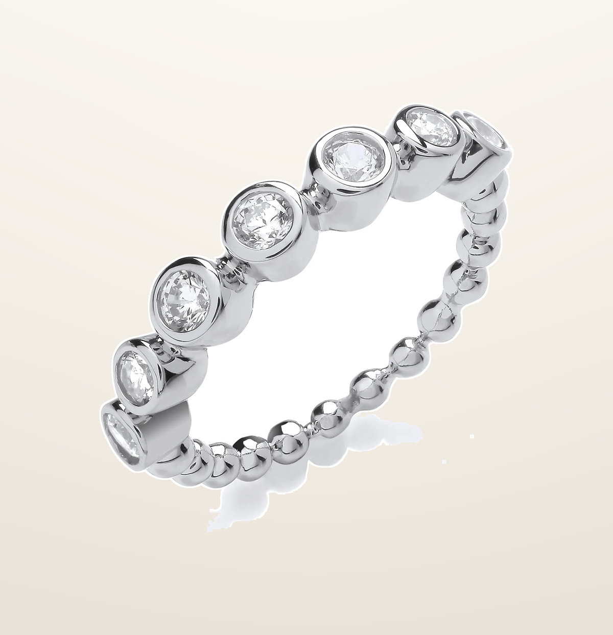 IT_ROLE:presentation_crop | Seven Cubic Zirconias Beaded Silver Ring