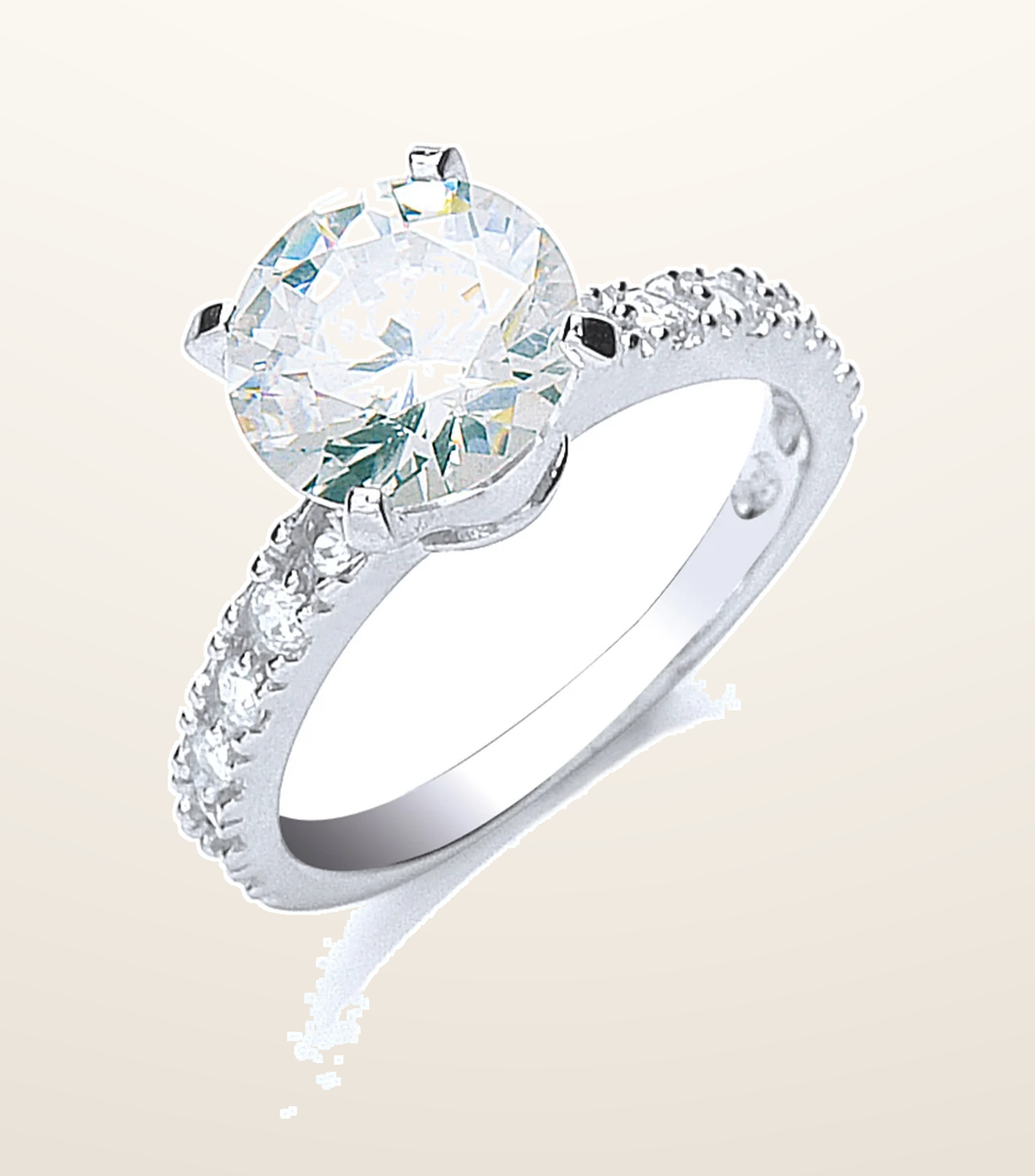 IT_ROLE:presentation_crop | Silver Claw Set Cubic Zirconia Solitaire Ring