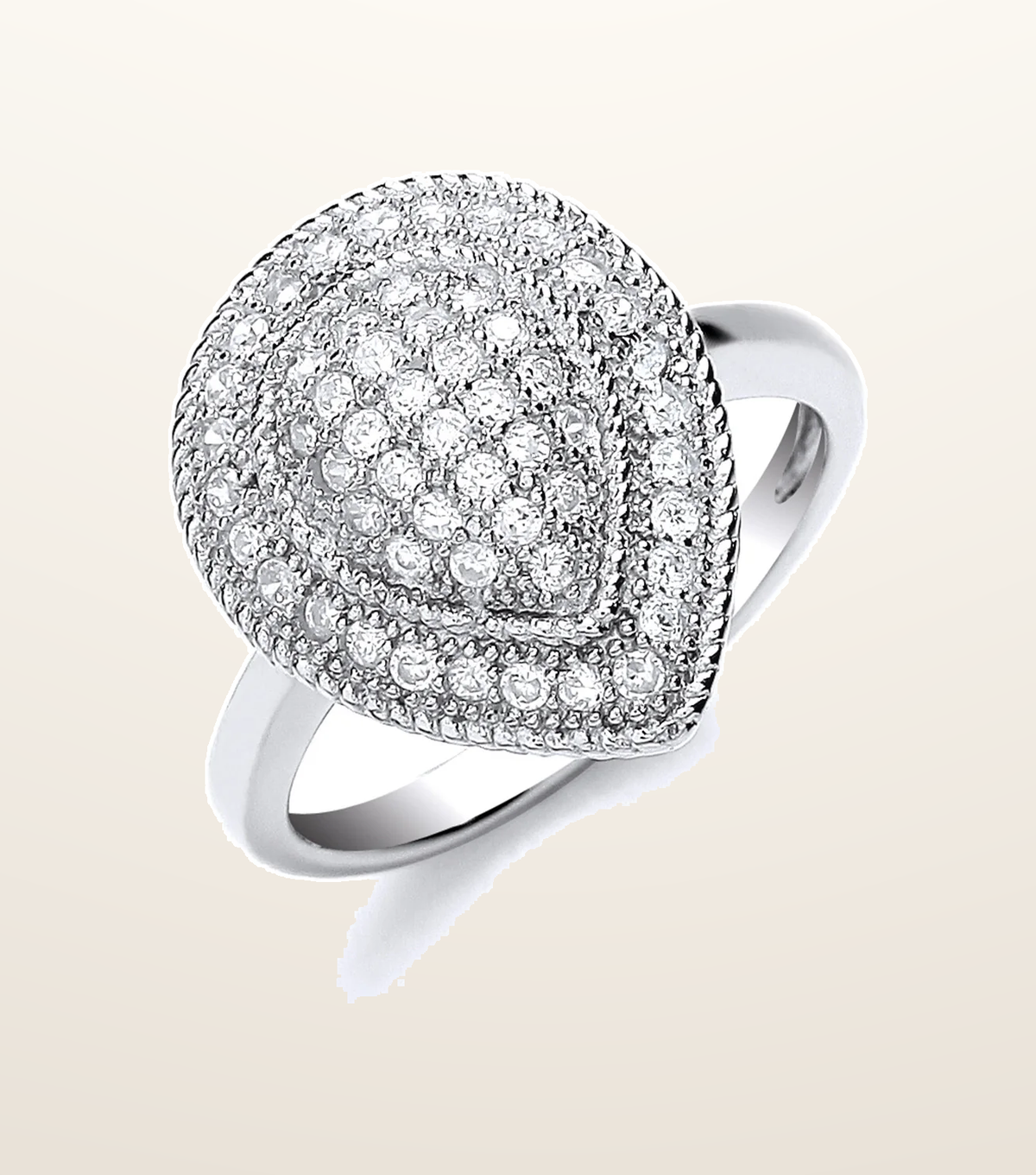 IT_ROLE:presentation_crop | Silver Cluster Teardrop Shape Cubic Zirconia's Ring