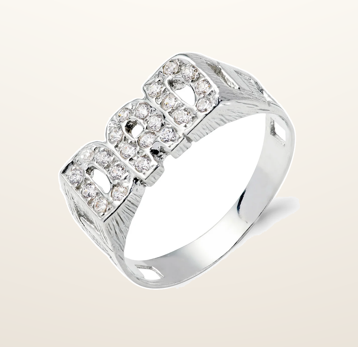 IT_ROLE:presentation_crop | Silver Dad Cubic Zirconia ID Side Ring