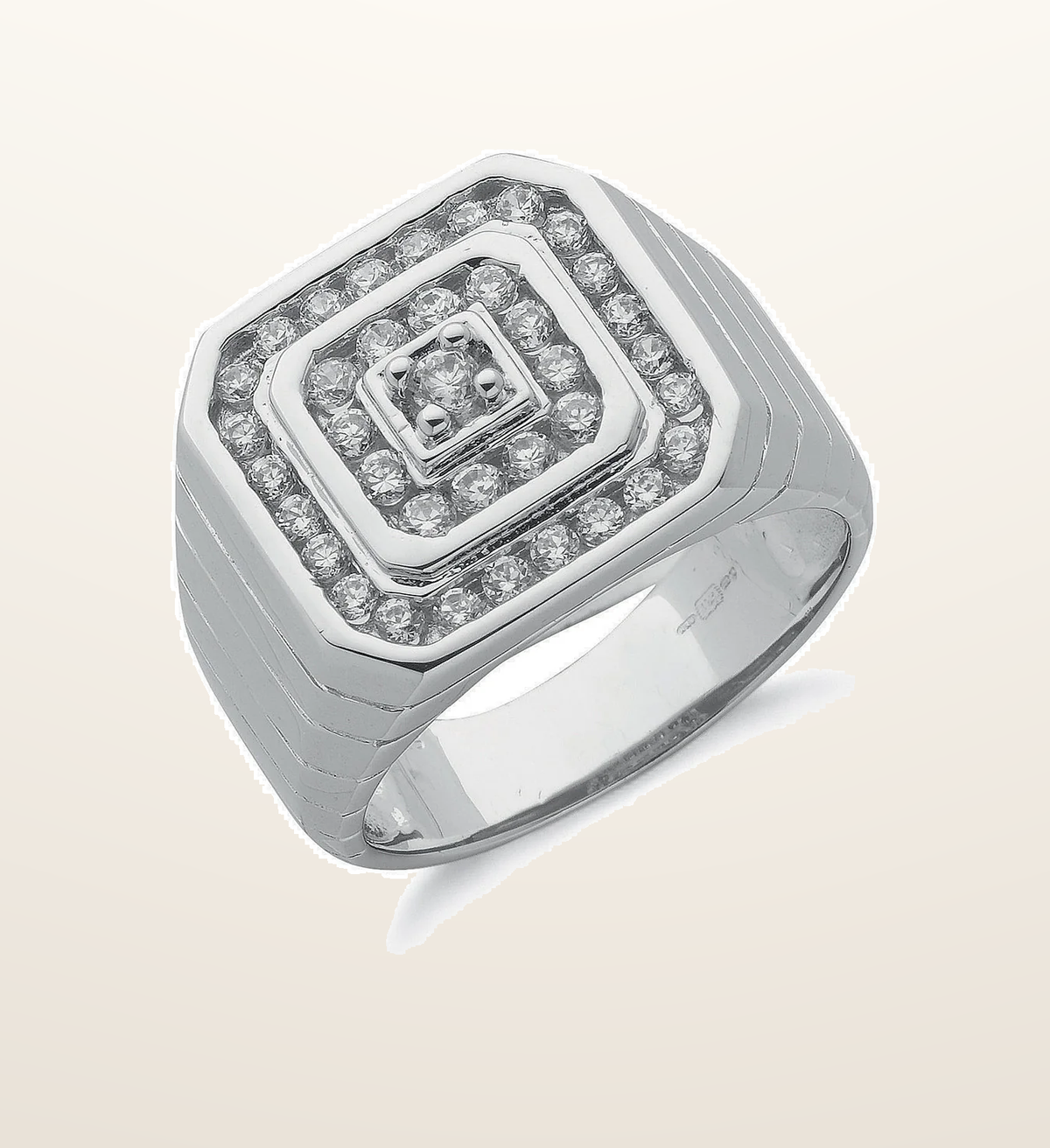 IT_ROLE:presentation_crop | Silver Gents Cubic Zirconia Ring