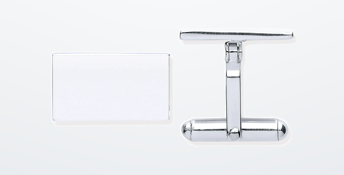 IT_ROLE:presentation_crop | Silver Plain Rectangle Cufflinks