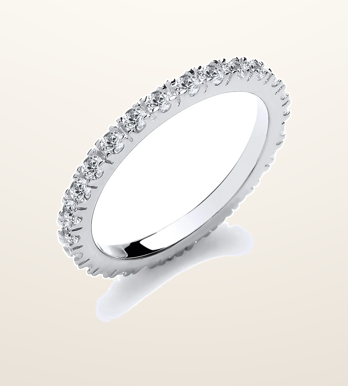 IT_ROLE:presentation_crop | Silver Round Cubic Zirconia Full ET Single Row Ring
