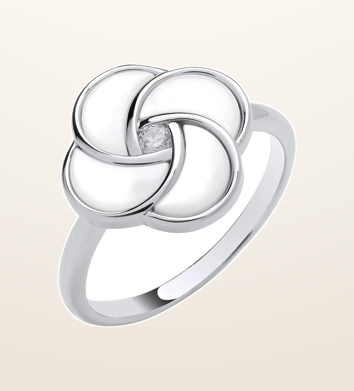 IT_ROLE:presentation_crop | Silver White Shell Swirl Ring