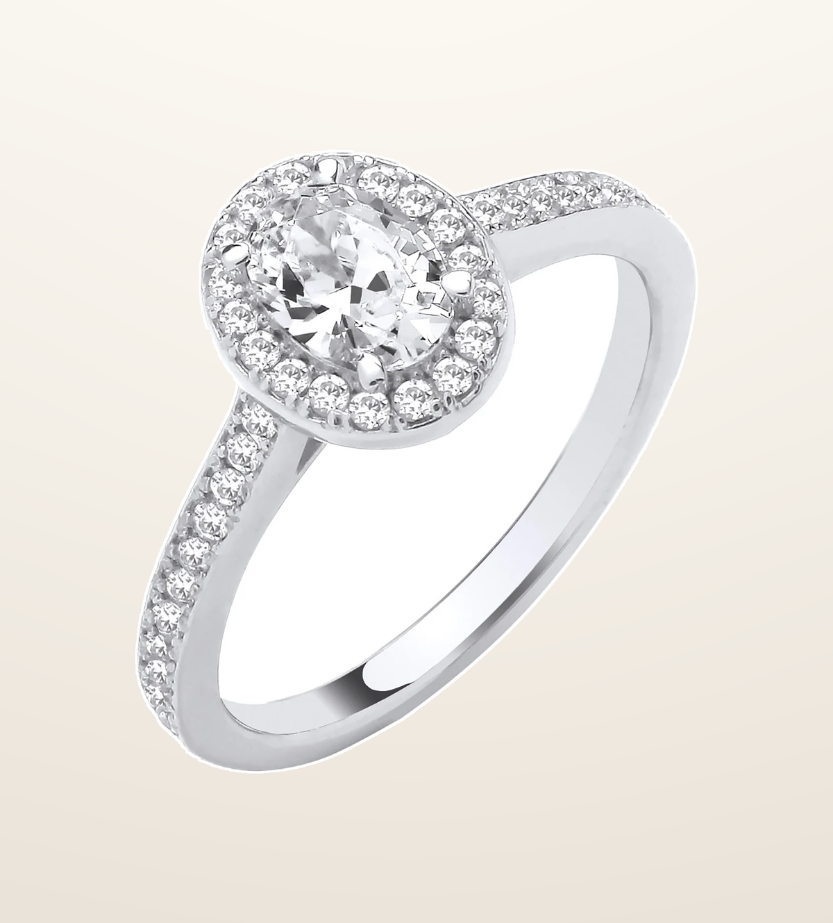 IT_ROLE:presentation_crop | White Gold Oval Cubic Zirconia Halo Ladies Ring