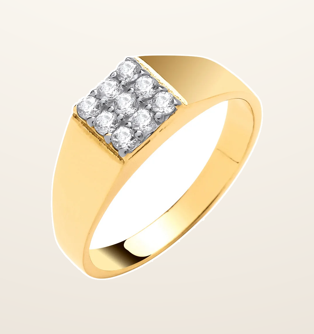 IT_ROLE:presentation_crop | Yellow Gold Square Top Cubic Zirconia Baby/Child Ring