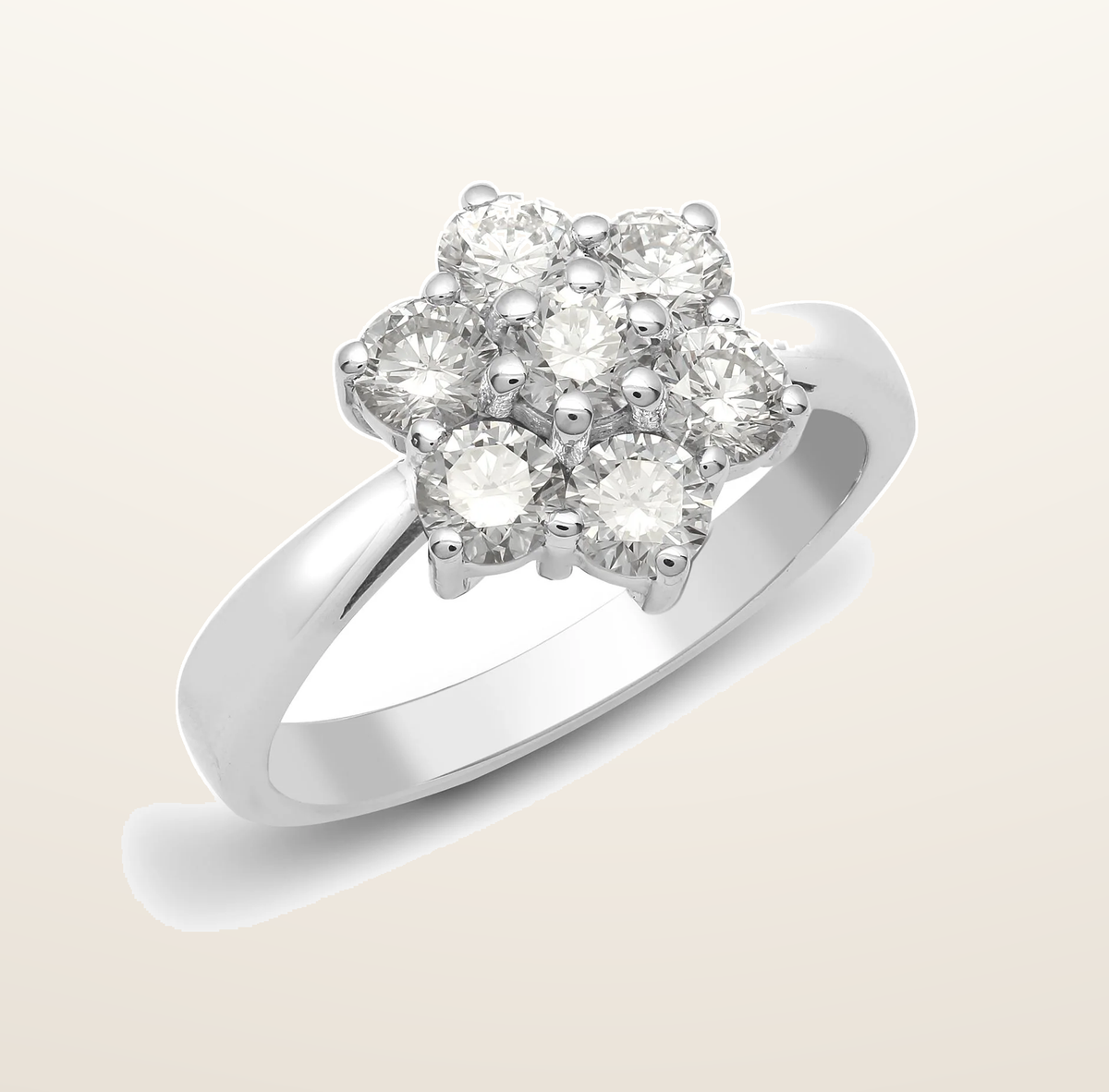 IT_ROLE:presentation_crop | 18ct White Gold 50pts 7 Stone Cluster Natural Diamond Ring