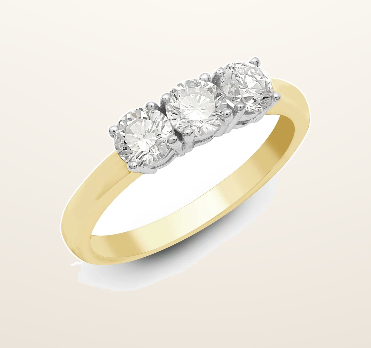 IT_ROLE:presentation_crop | 18ct Yellow/White 0.25ct Natural Diamond Claw Set Trilogy Ring