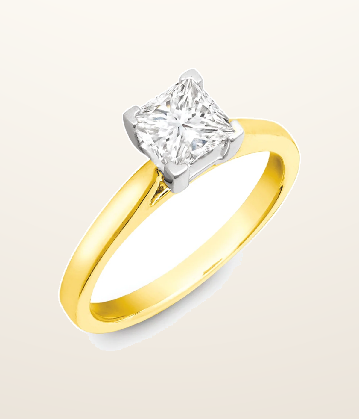 IT_ROLE:presentation_crop | 18ct Yellow Gold 25pts Princess Cut Solitaire Wed Fit Natural Diamond Ring