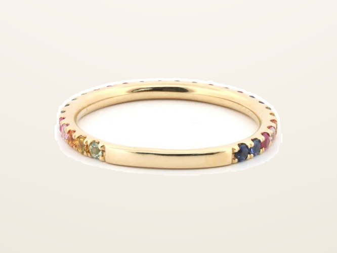 IT_ROLE:presentation_crop | 9ct Yellow 0.68ct Rainbow Saph 3/4 ET Ring