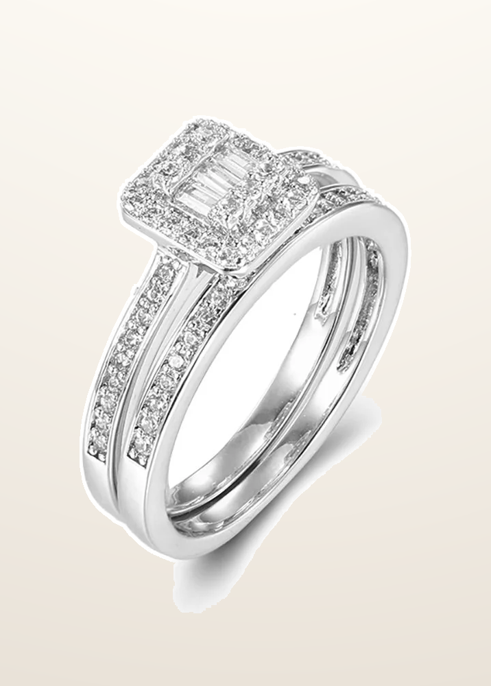 IT_ROLE:presentation_crop | 925 Silver Pear Emerald Cut and Half ET Set Rings