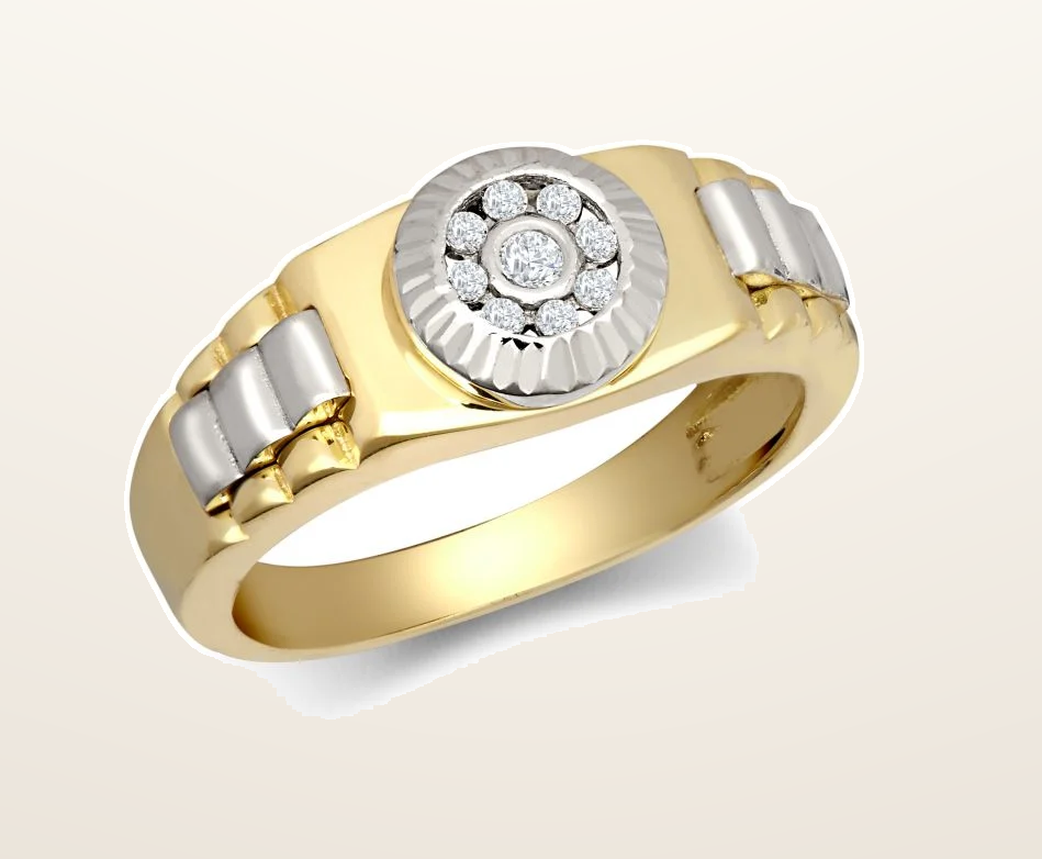 IT_ROLE:presentation_crop | 9ct 2 Colour Gold Child's Cubic Zirconia Set Watch Strap & Bezel Ring