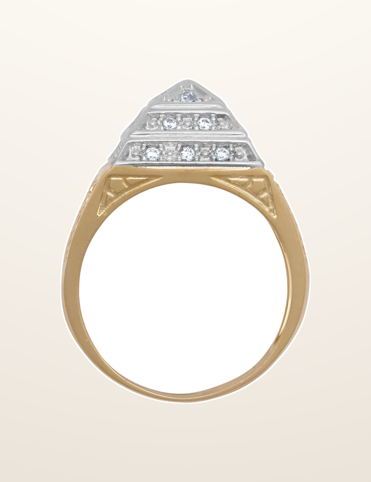 IT_ROLE:presentation_crop | 9ct Yellow Gold Child's Cubic Zirconia Set Pyramid Ring