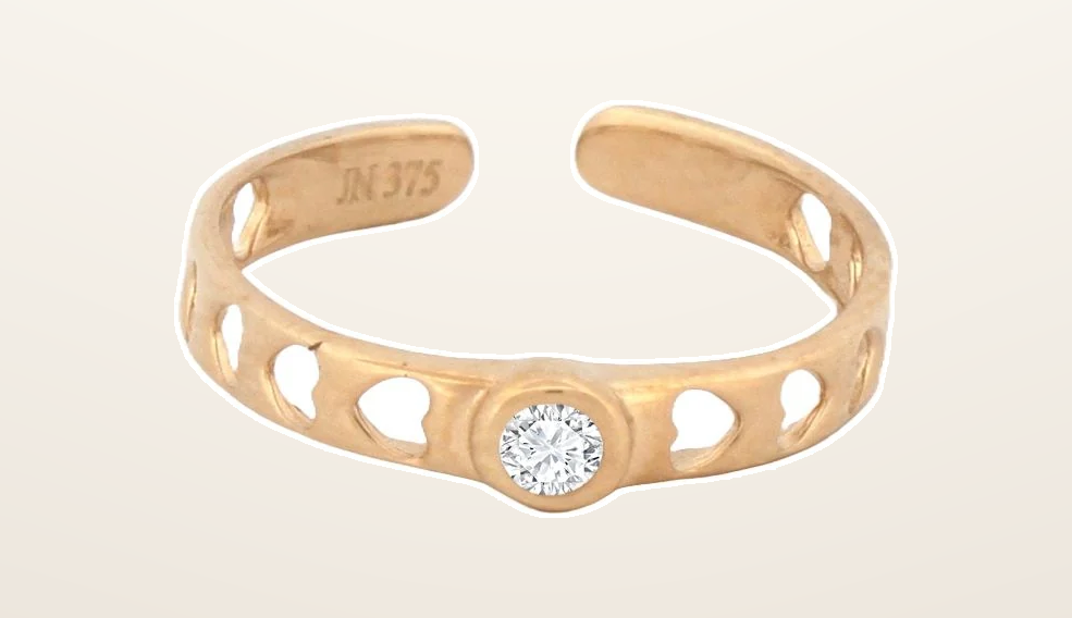 IT_ROLE:presentation_crop | 9ct Yellow Cubic Zirconia set & hearts toe ring