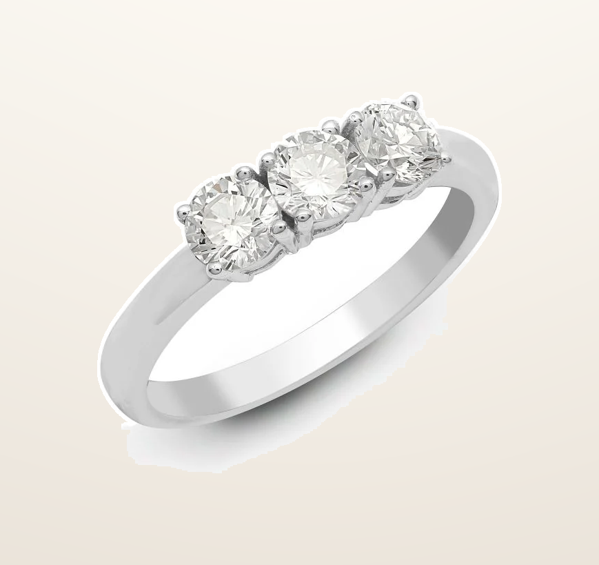 IT_ROLE:presentation_crop | 950 Platinum 0.25ct Natural Diamond Claw Set Trilogy Ring