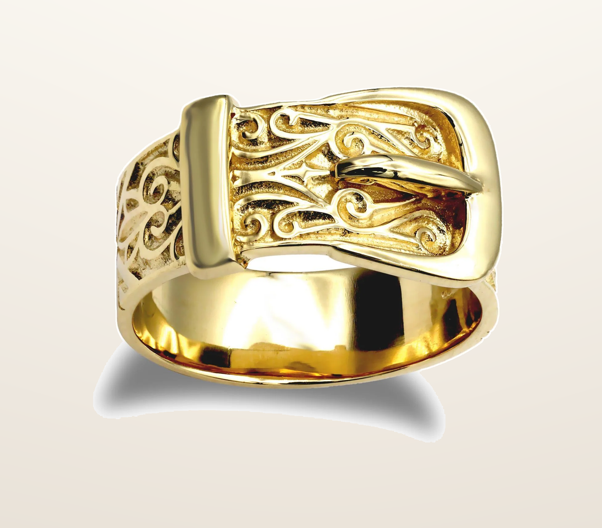 IT_ROLE:presentation_crop | 925 Silver 1 Micron Gold Plated Buckle Ring