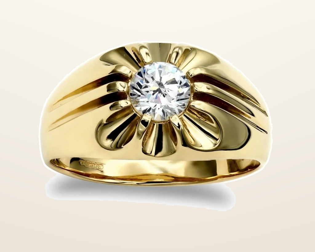 IT_ROLE:presentation_crop | 9ct Yellow Gold Gents 0.50ct Lab Grown Claw Set Diamond Ring