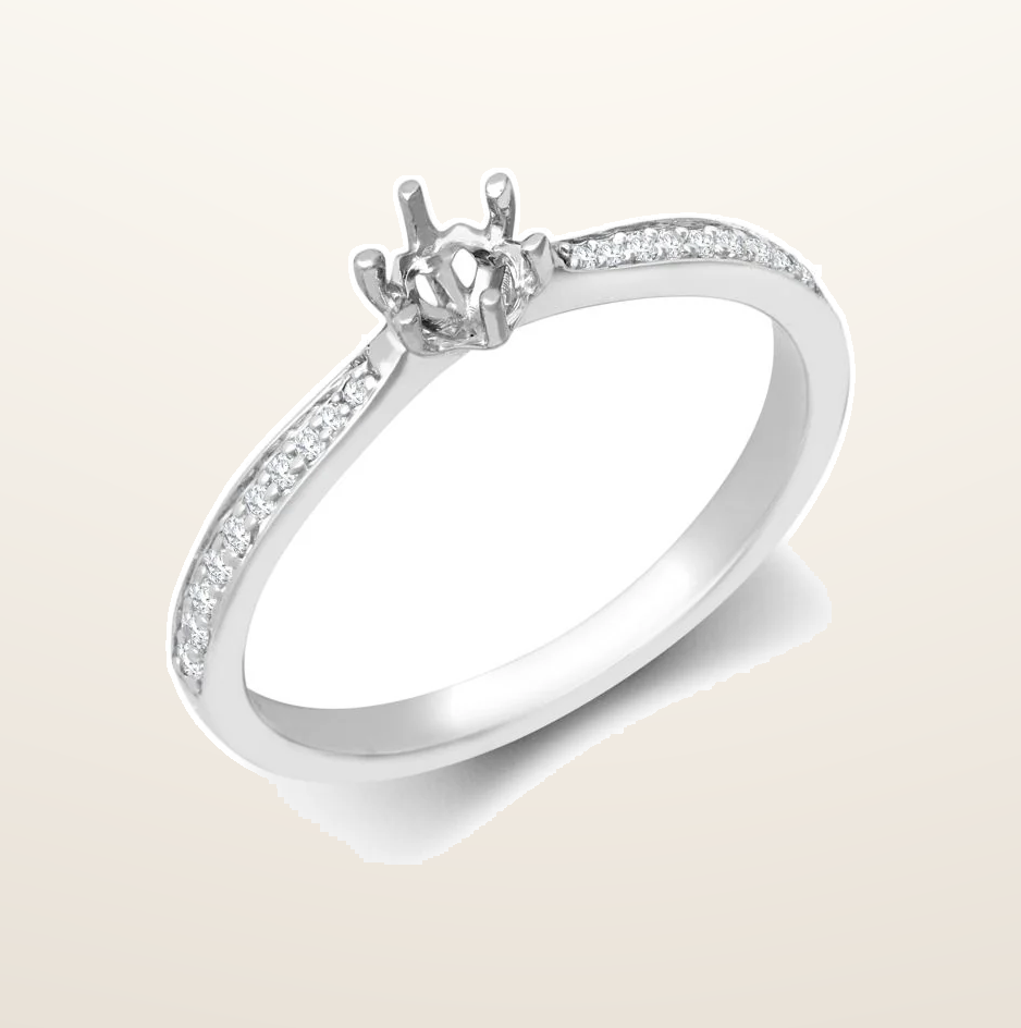 IT_ROLE:presentation_crop | 18ct White Gold 0.24ct Natural Diamond Pave set 6-claw Ring Mount- Holds 0.25ct