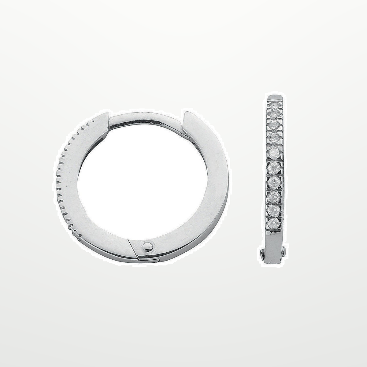 9ct White Gold 0.11ct Diamond Earrings – studio view – Imperial Time
