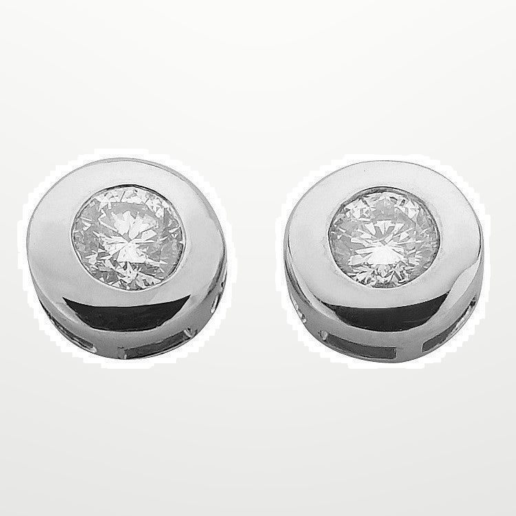 9ct White Gold 0.20ct Rubover Set Diamond Stud Earrings – studio view – Imperial Time