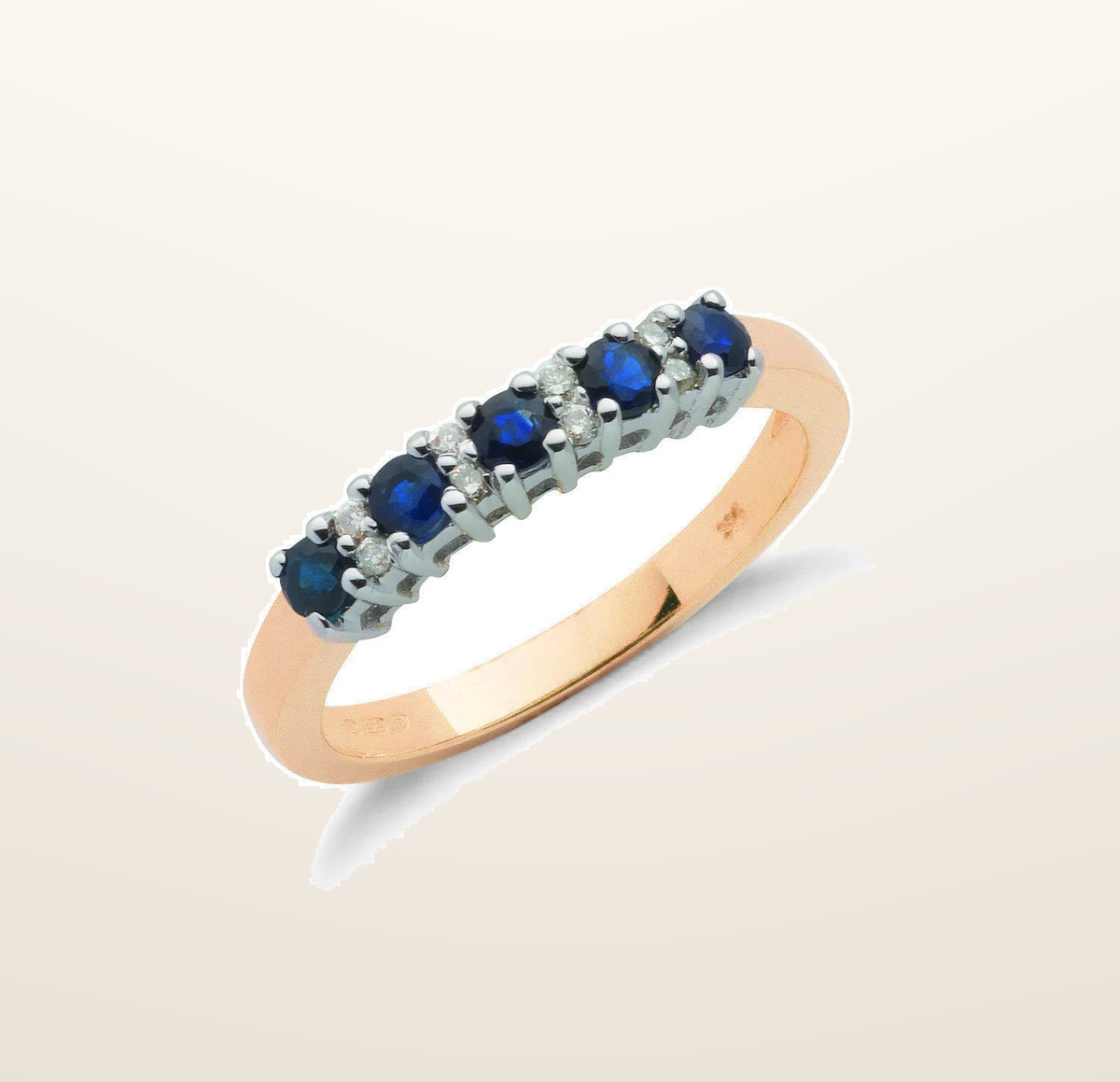 IT_ROLE:studio_clean | 9ct Yellow Gold 0.06ct Diamond & 0.50ct Blue Sapphire Eternity Ring