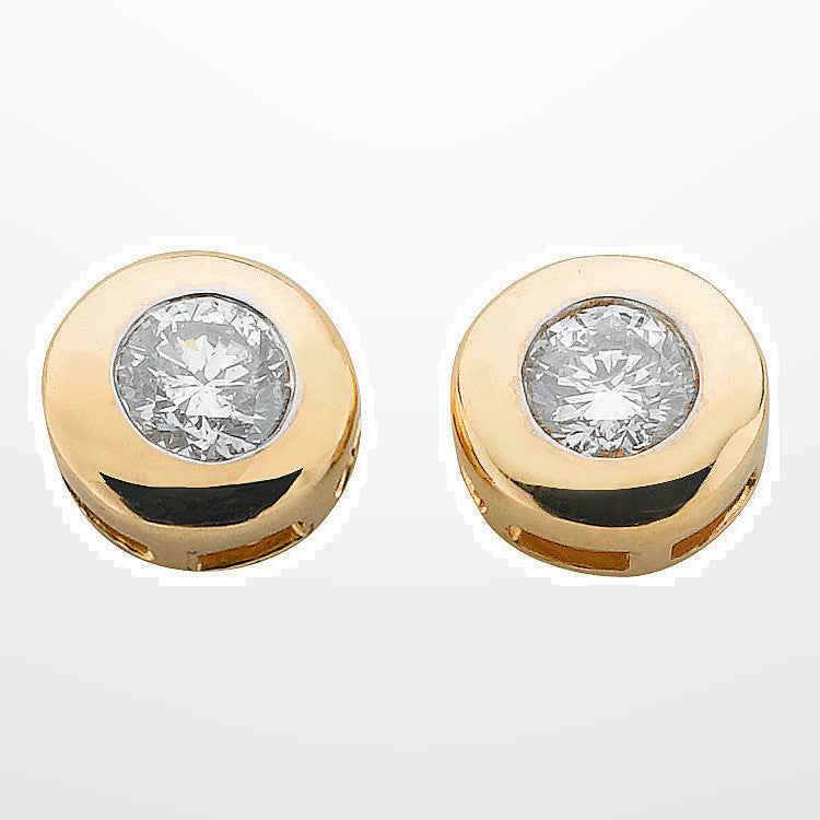 9ct Yellow Gold 0.20ct Rubover Set Diamond Stud Earrings – studio view – Imperial Time
