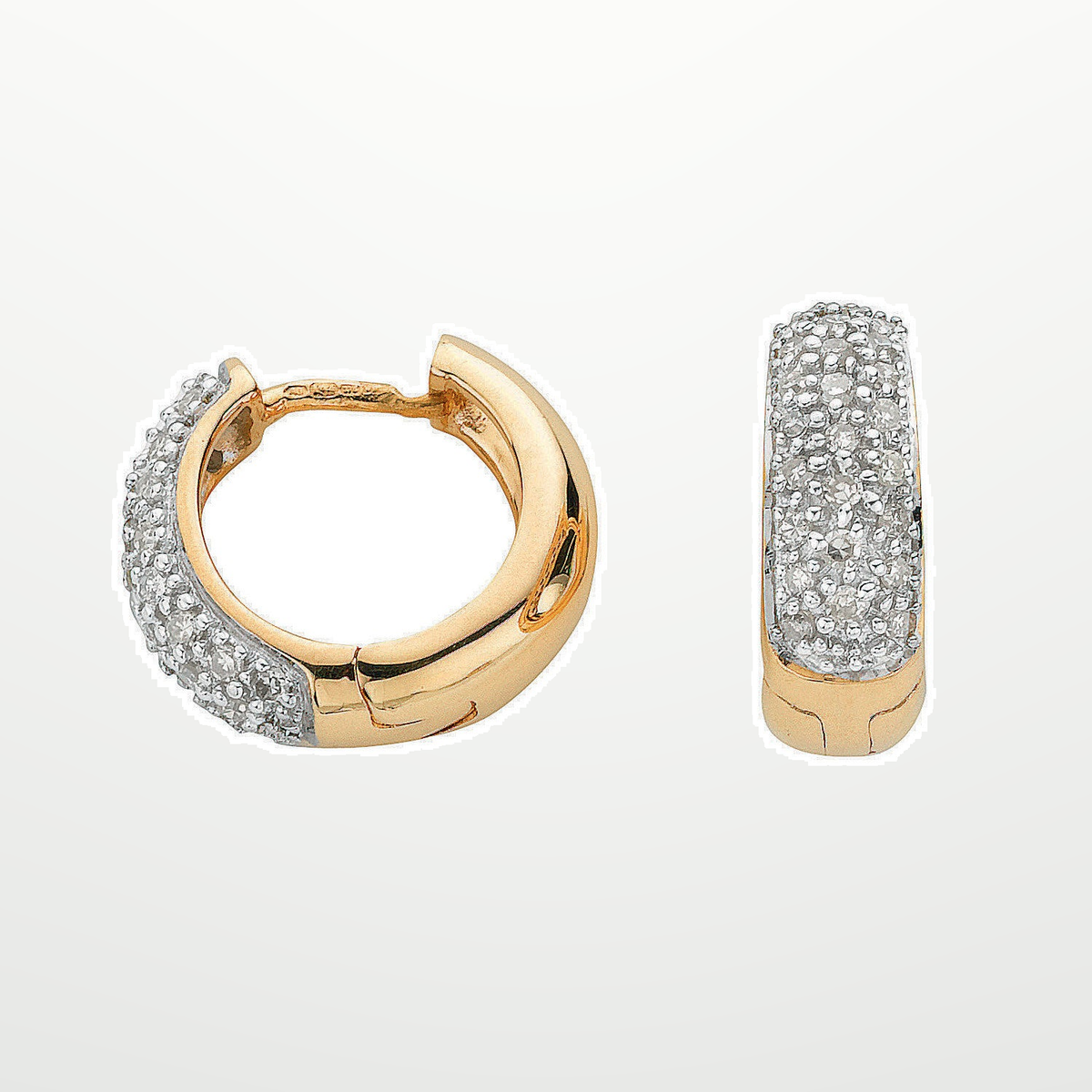 9ct Yellow Gold 0.42ct Diamond Earrings – studio view – Imperial Time