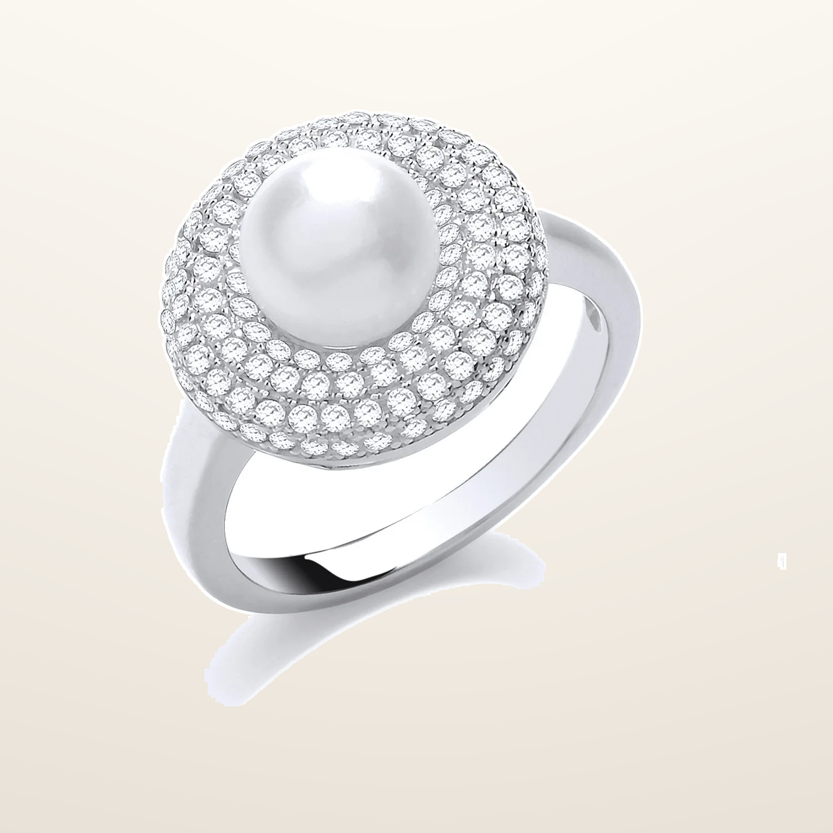 IT_ROLE:studio_clean | Silver Cubic Zirconia & Simulated Pearl Ring