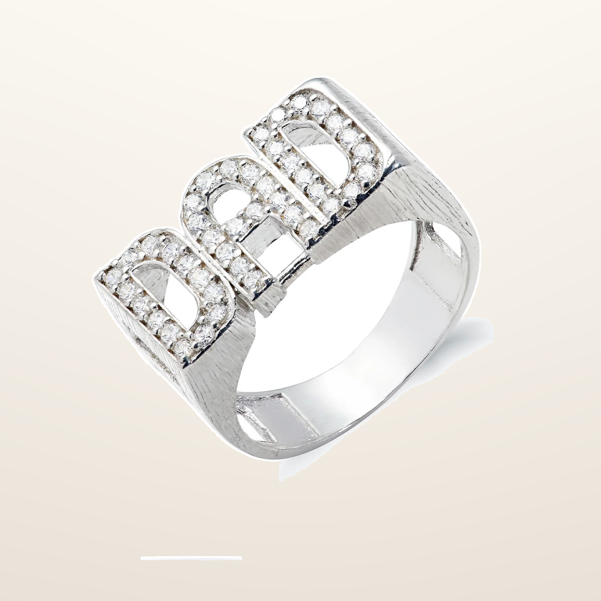 IT_ROLE:studio_clean | Silver Dad Cubic Zirconia ID Side Ring