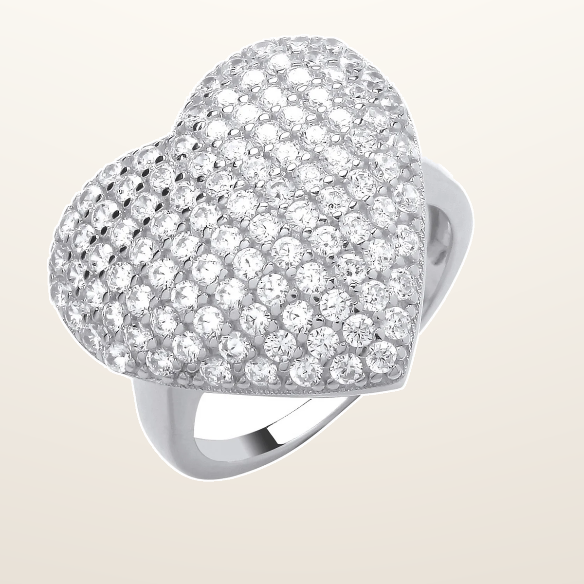 IT_ROLE:studio_clean | Silver Large Cubic Zirconia Heart Ring