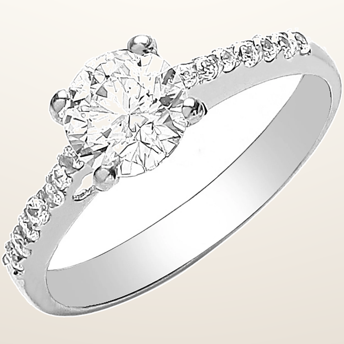 IT_ROLE:studio_clean | White Gold Ladies Single Stone Cubic Zirconia Shoulder Ring