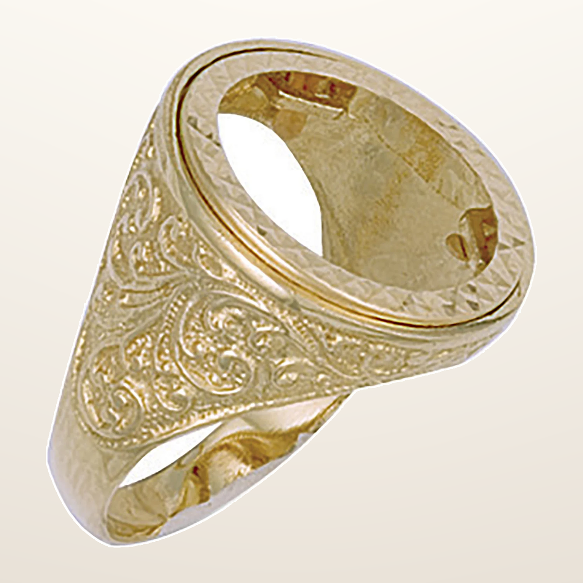 IT_ROLE:studio_clean | Yellow Gold (Half) Engraved Sides Sovereign Ring