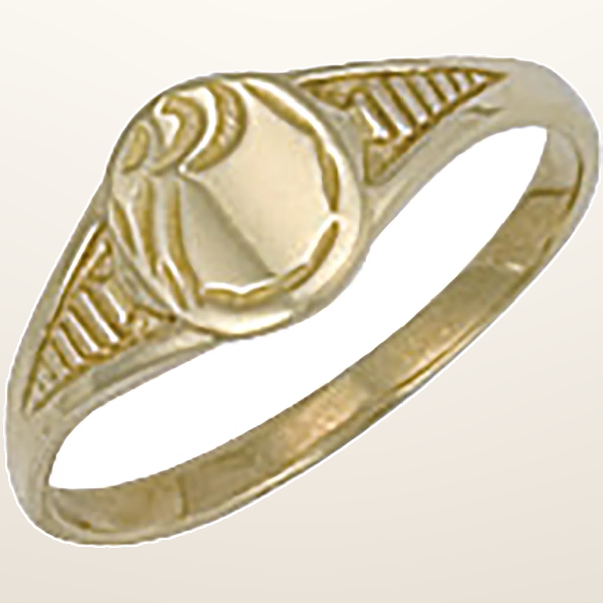 IT_ROLE:studio_clean | Yellow Gold Baby Engraved Oval Signet Ring
