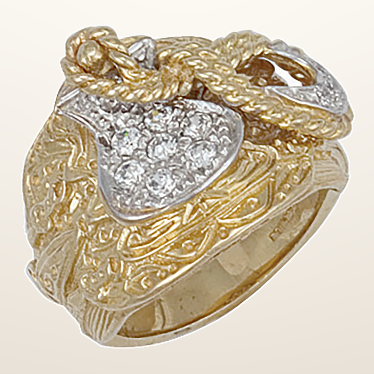 IT_ROLE:studio_clean | Yellow Gold Cubic Zirconia Saddle Ring