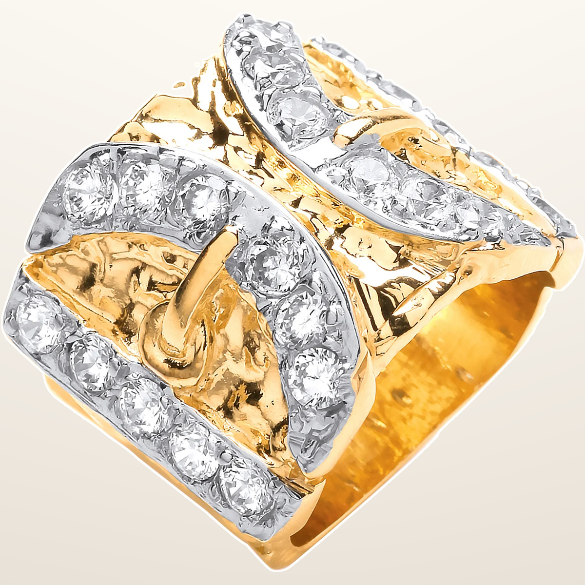 IT_ROLE:studio_clean | Yellow Gold Cubic Zirconias Buckle Gents Ring