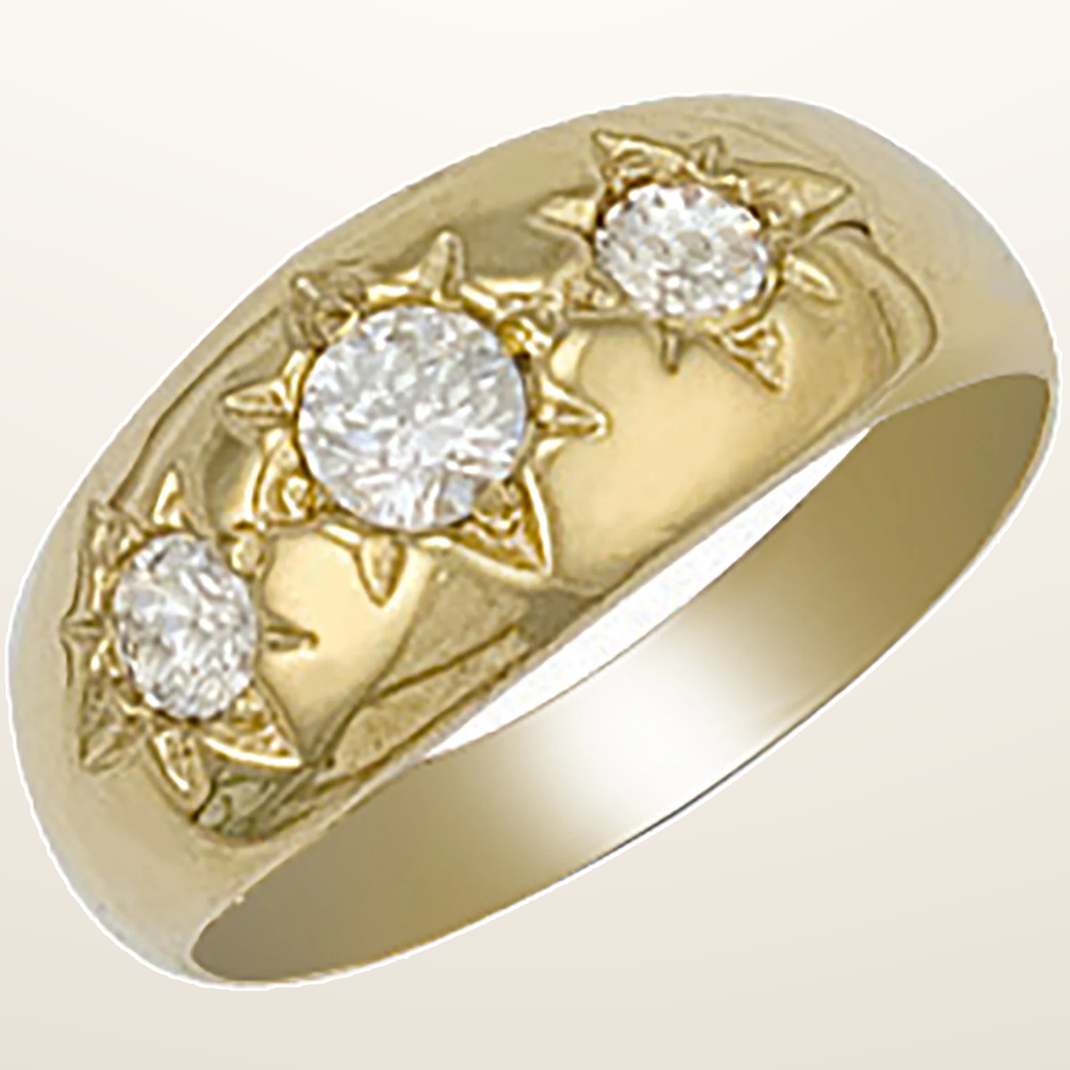 IT_ROLE:studio_clean | Yellow Gold Gents 3 Stone Cubic Zirconia Ring