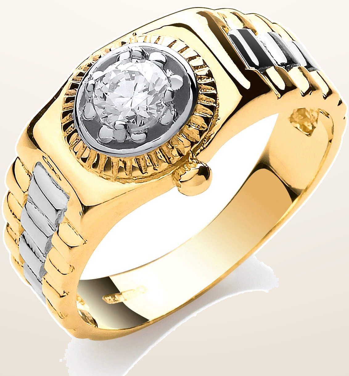 IT_ROLE:studio_clean | Yellow Gold Gents Cubic Zirconia Ring