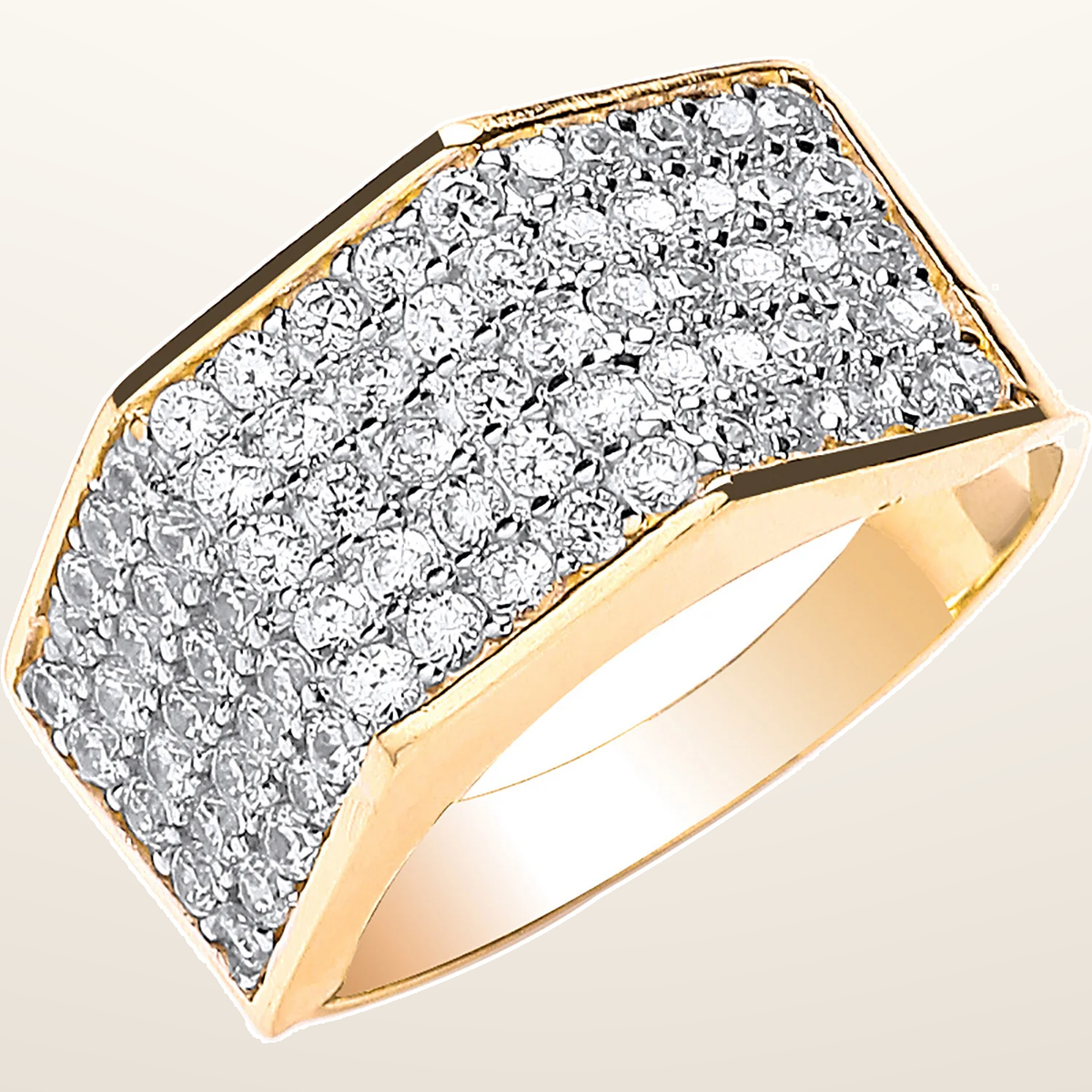 IT_ROLE:studio_clean | Yellow Gold Gents Five Row Cubic Zirconia Ring