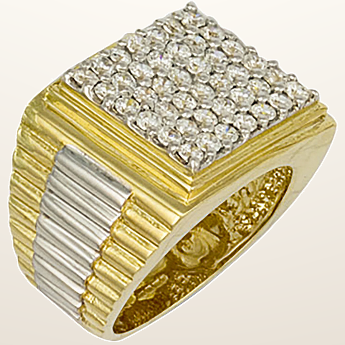 IT_ROLE:studio_clean | Yellow Gold Square Top Gents Cubic Zirconia Ring