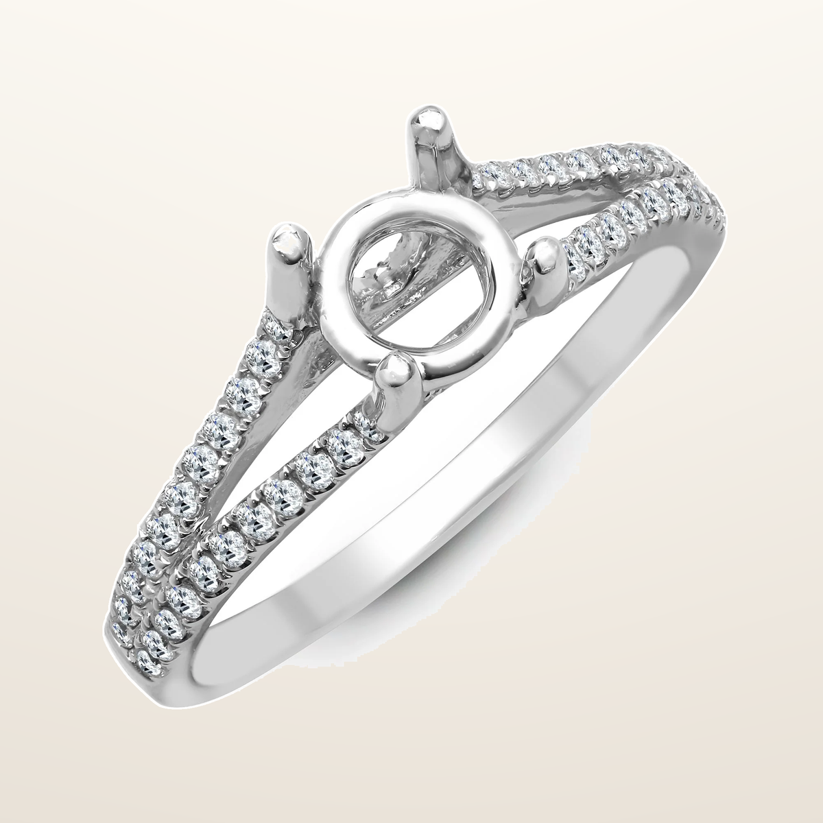 IT_ROLE:studio_clean | 18ct White 0.37ct Natural Diamond Semi Set Ring - Holds 0.50ct