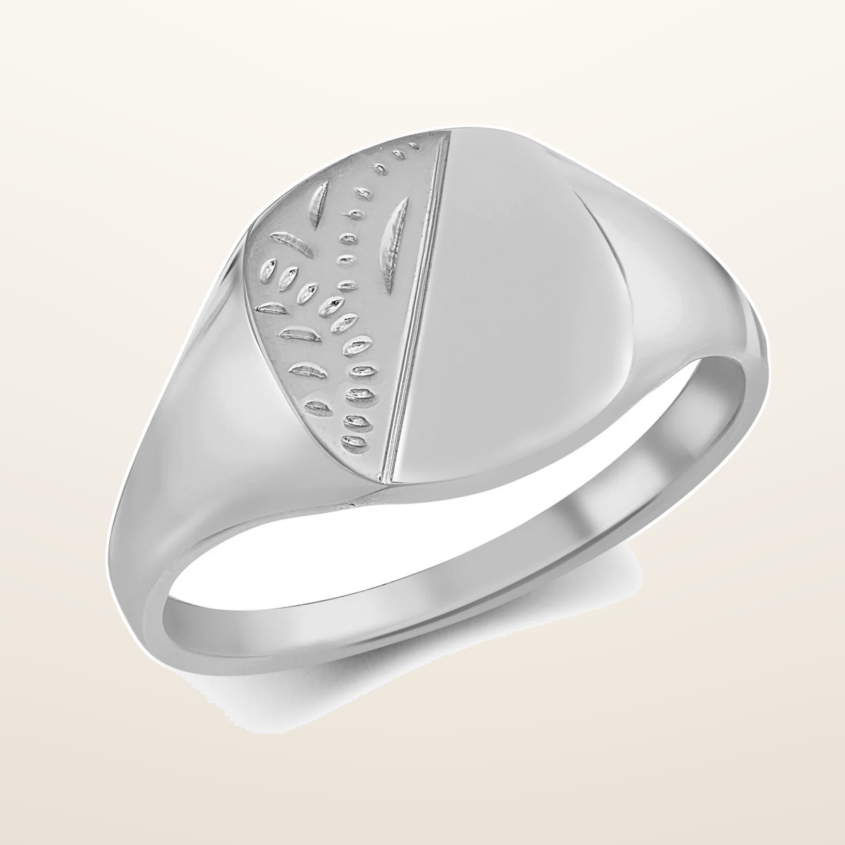 IT_ROLE:studio_clean | 925 Silver Cushion Shape Half Engraved Signet Ring