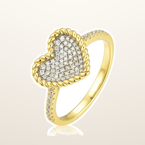 IT_ROLE:studio_clean | 925 Siver 14ct Gold Plated Cubic Zirconia Set Heart Cluster Ring