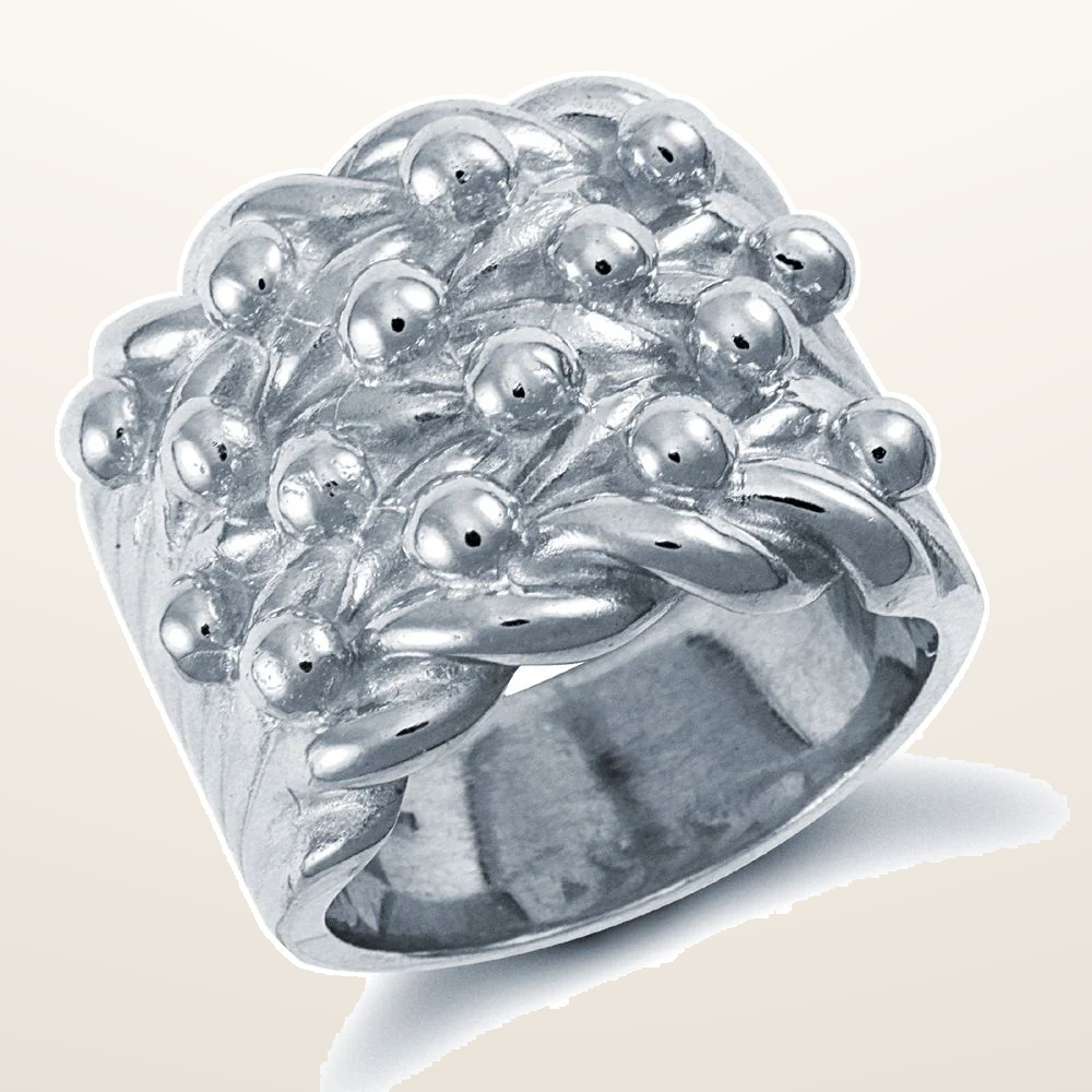 IT_ROLE:studio_clean | 925 Sterling Silver hand finished super premium weight 4 row keeper ring with roped edges