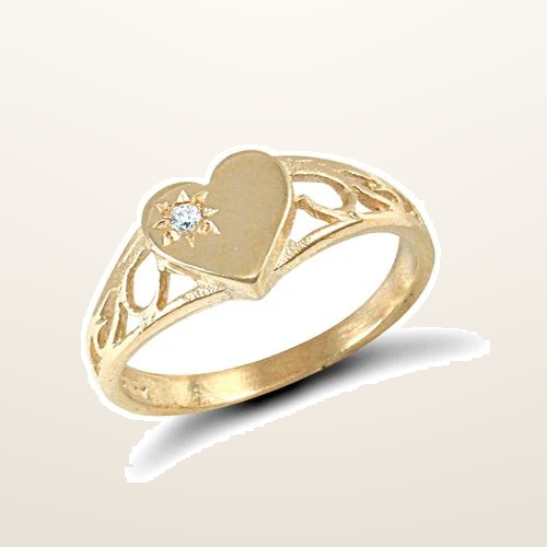 IT_ROLE:studio_clean | 9ct Yellow Gold Cubic Zirconia Children's Heart Ring